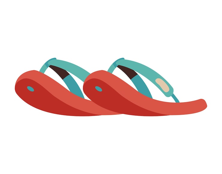Vecteur gratuit tongs rouges chaussures accessoires