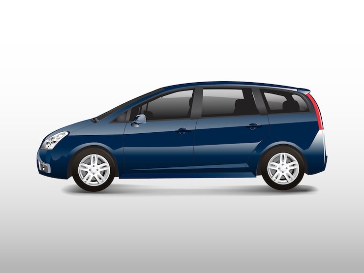 Vecteur gratuit vecteur d'automobile monospace bleu mpv