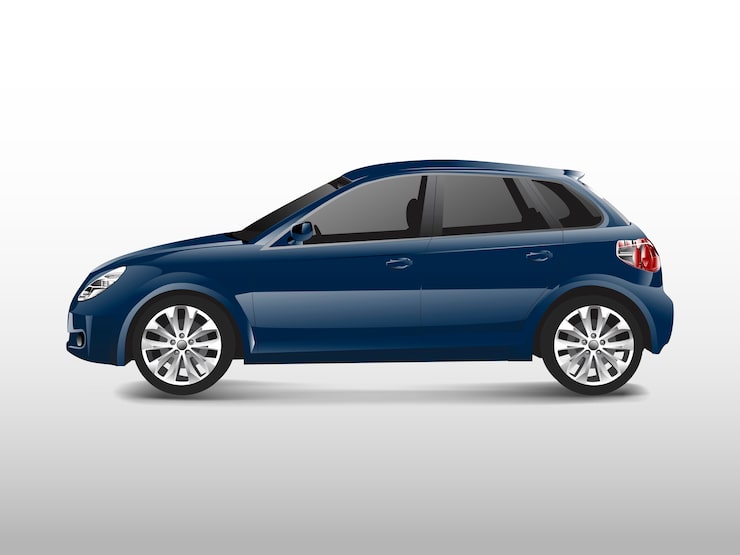Vecteur gratuit voiture à hayon bleue isolée sur vecteur blanc