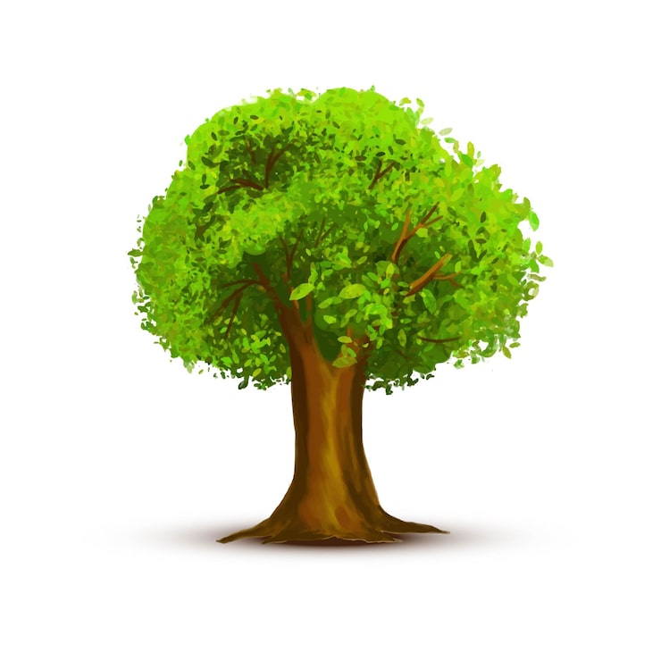 Vecteur gratuit x9beau paysage vert arbre sur fond blanc