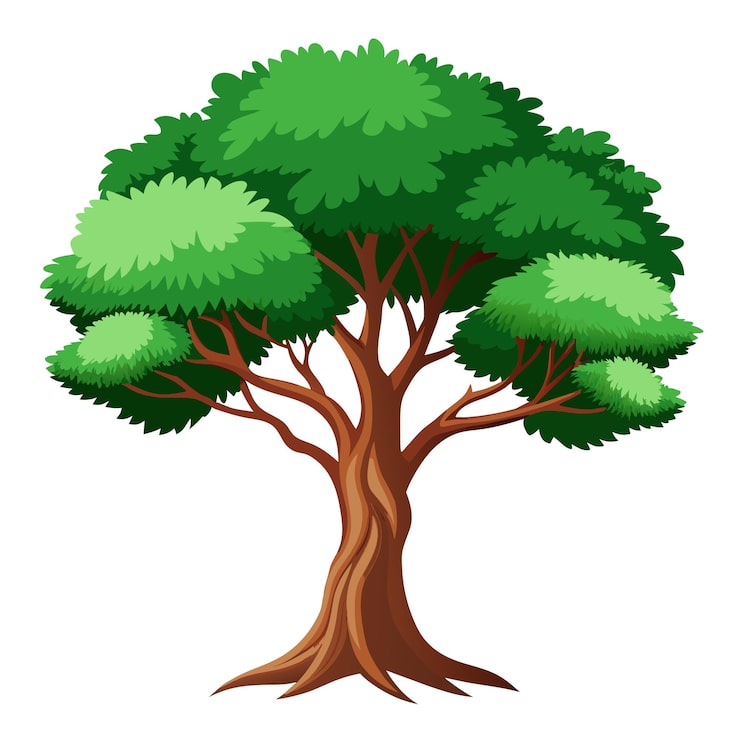 Vecteur un arbre avec un arbre dessiné sur un arbre