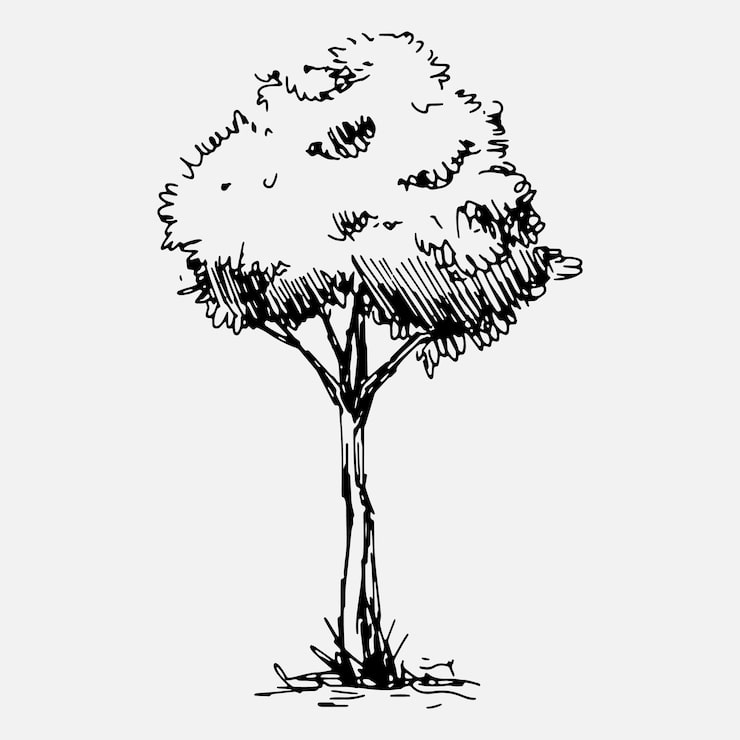 Vecteur arbre dessiné à la main illustration vectorielle isolée