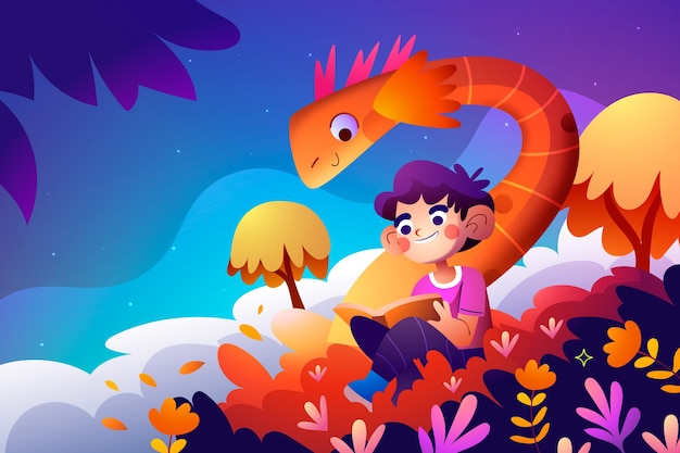 Arrière-plan de l'imagination des enfants en gradient