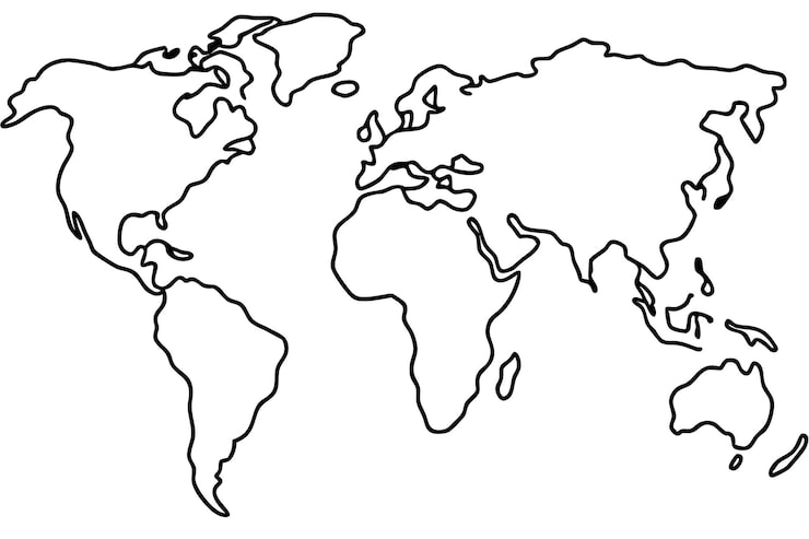 Une carte du monde simple avec des continents