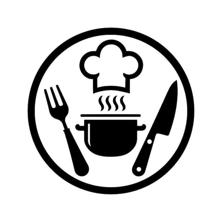 Vecteur chapeau de chef de cuisine objet de cuisine silhouette logo icône art vectoriel