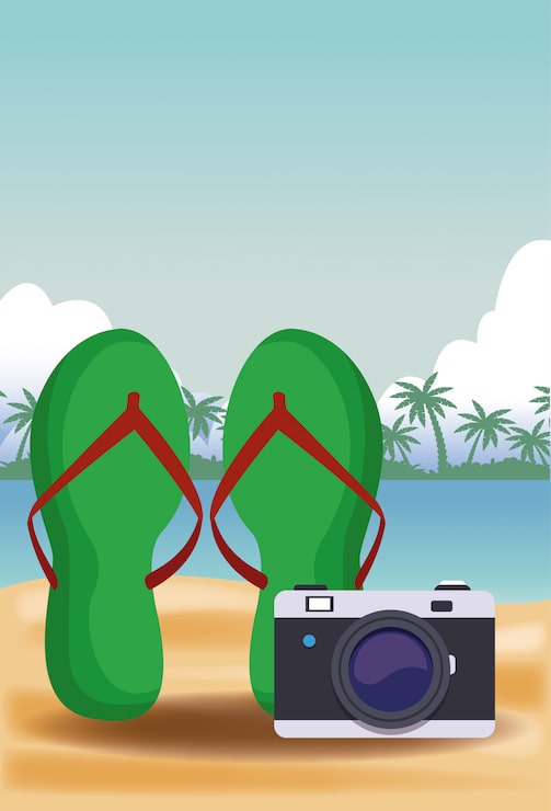 Vecteur flip flops et design graphique d'illustration vectorielle de caméra