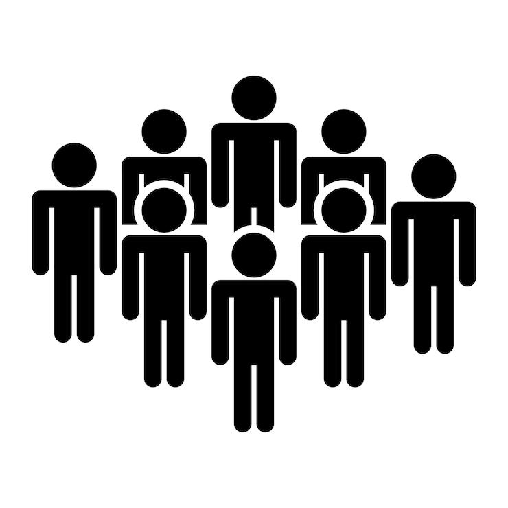 Vecteur un groupe de personnes dans un cercle avec un étant tenu devant eux