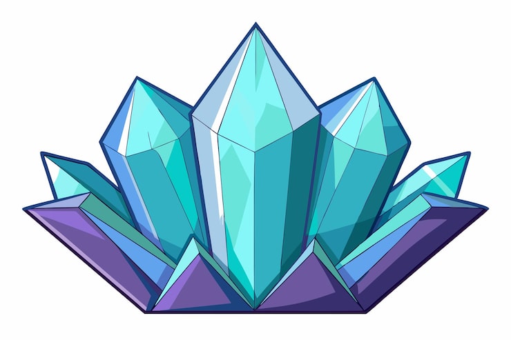 Vecteur un groupe de pierres précieuses en cristal bleu vif et violet