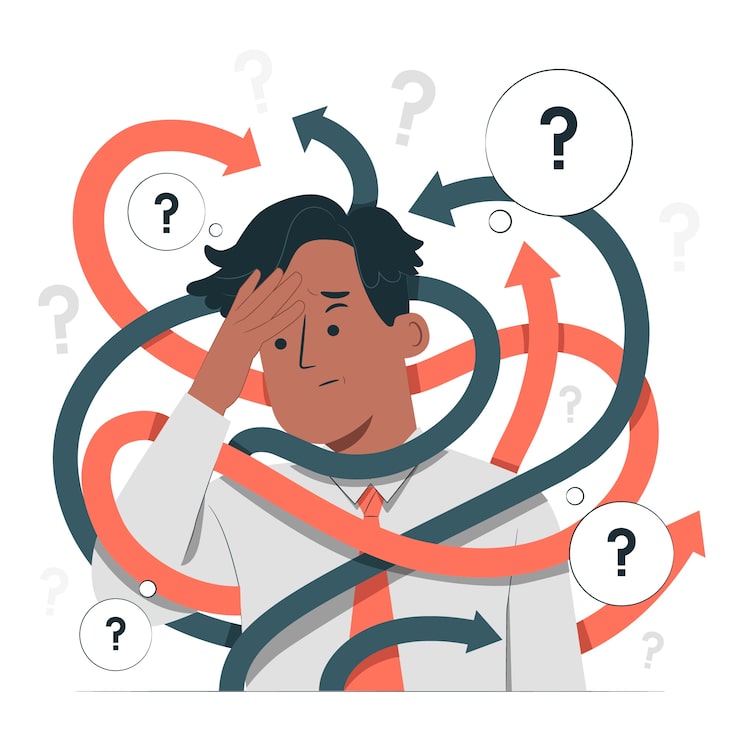 Vecteur illustration du concept de fatigue décisionnelle