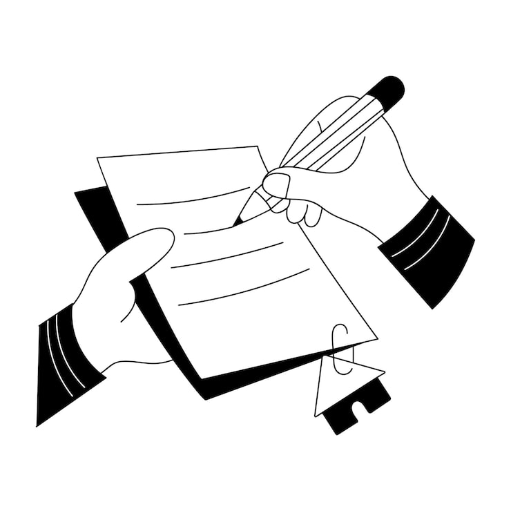 Vecteur une illustration glyphique de la signature de nouveaux papiers à domicile