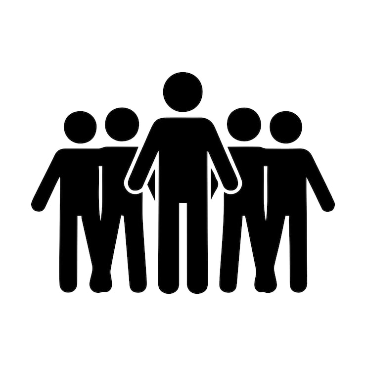 Vecteur une illustration de silhouette vectorielle représentant une figure de chef debout devant un groupe