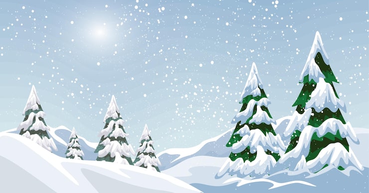 Vecteur paysage hivernal féerique et paisible