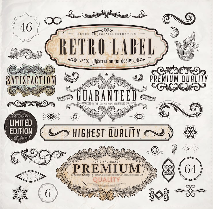 Vecteur prime vignette ronde rétro vieux