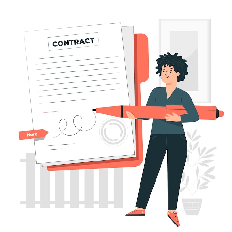 Vecteur signature d'une illustration de concept de contrat