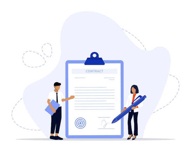 Vecteur signature d'une illustration de concept de contrat