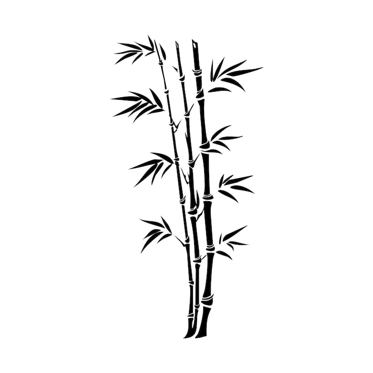 Vecteur silhouette de bambou sur fond blanc
