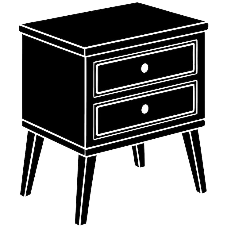 Vecteur table de chevet icône silhouette vectoriel design élégant sur fond blanc