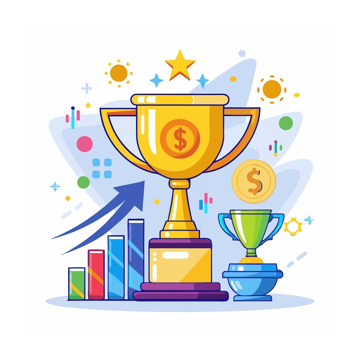 Vecteur un trophée en or avec une étoile dessus