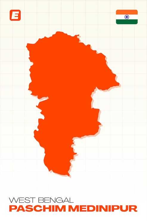 Vector bản đồ huyện paschim medinipur, tây bengal