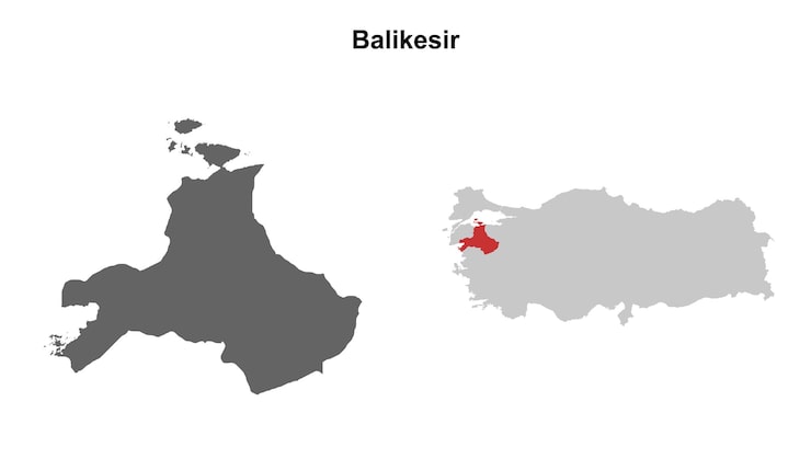 Vector bản đồ phác thảo trống của tỉnh balikesir