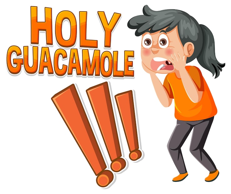 Vector biểu tượng nhân vật hoạt hình dễ thương hét lên món guacamole linh thiêng