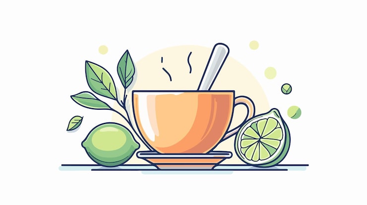 Vector bộ sưu tập các biểu tượng trà khác nhau bao gồm cốc trà, chanh và đường