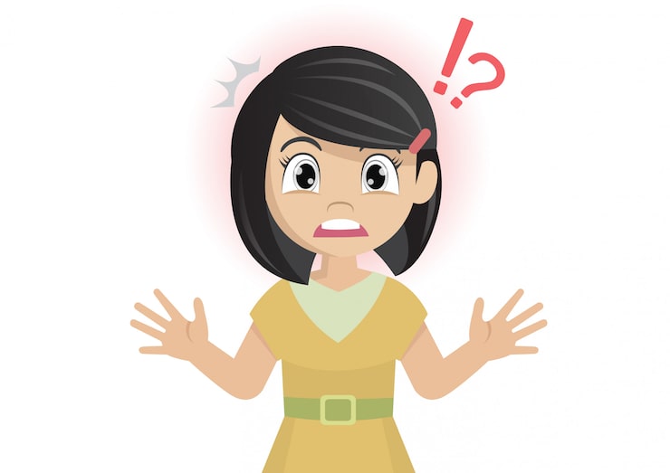 Vector cô gái đứng trong trạng thái sốc.