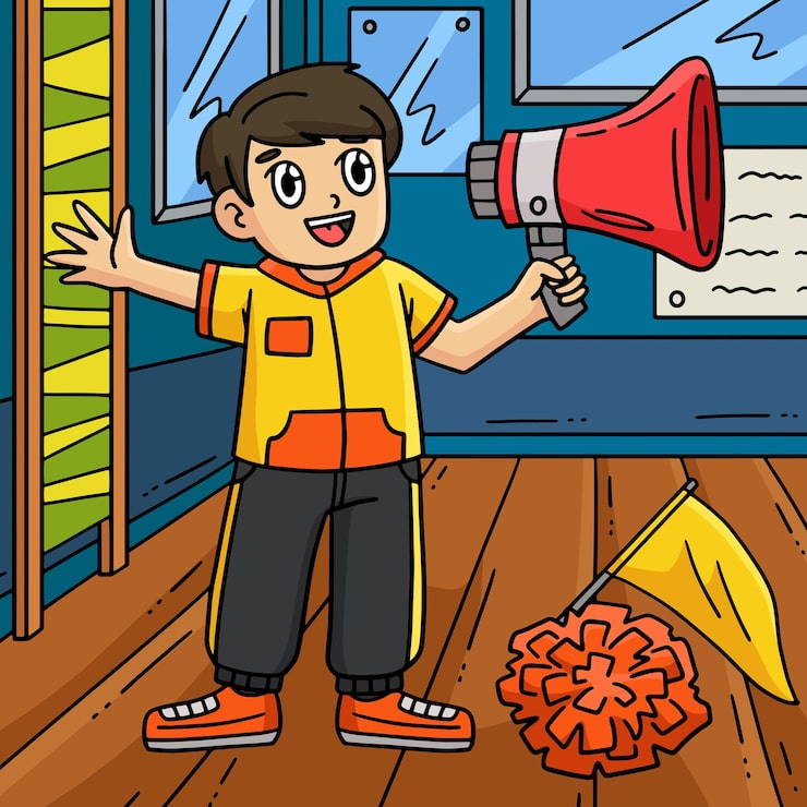 Vector hoạt náo viên nam biên đạo múa pompon màu