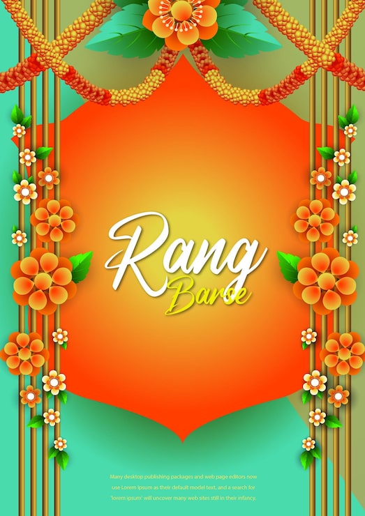 Vector lời chúc mừng holi vui vẻ nền truyền thông xã hội lễ hội ấn độ giáo màu cam xanh lá cây