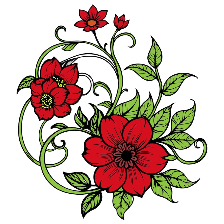 Vector một bản vẽ hoa với chữ "flowers" (hoa) trên đó