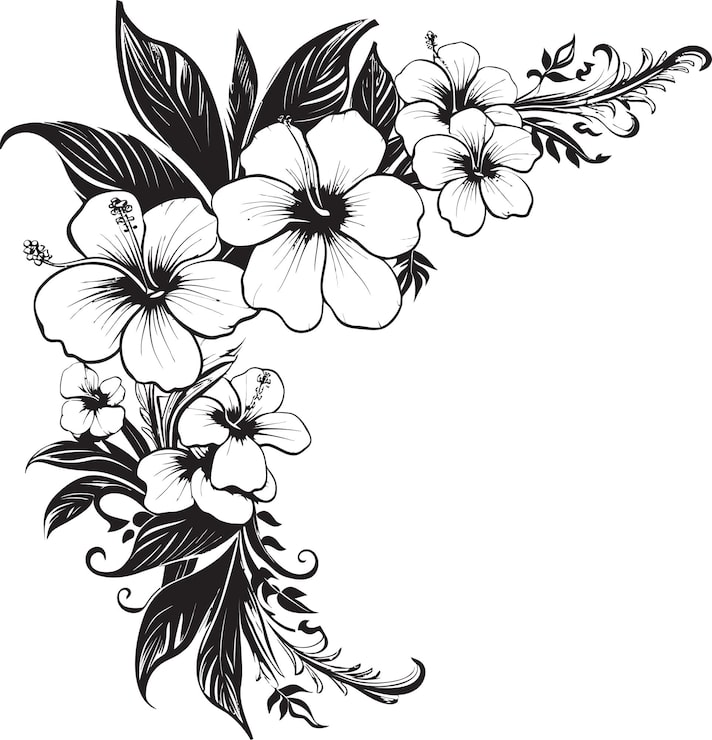 Vector một bức vẽ về một bông hoa có chữ hibiscus (hoa dâm bụt)