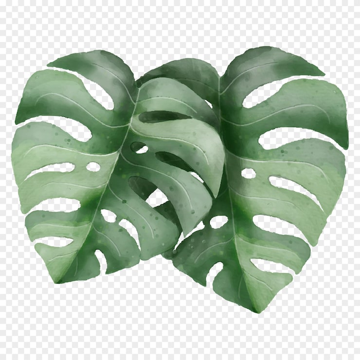 Vector nền trong suốt lá monstera xanh