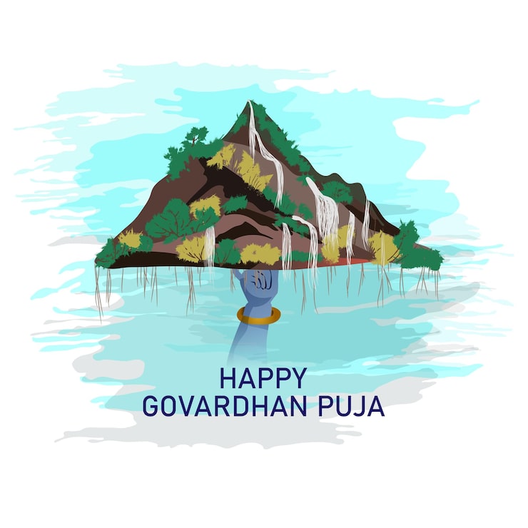 Vector thiệp chúc mừng lễ govardhan puja vui vẻ