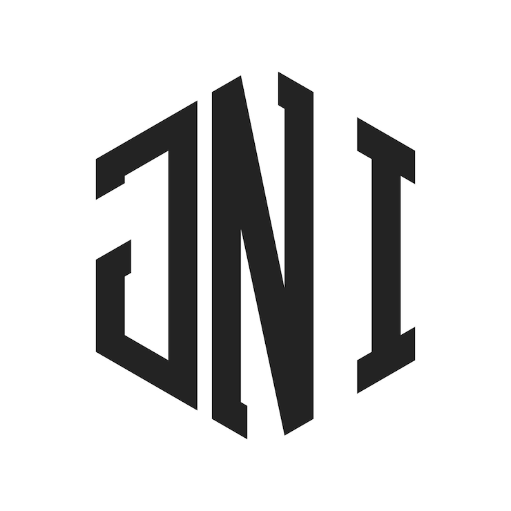 Vector thiết kế logo jni, logo chữ đầu jni, logo monogram sử dụng hình lục giác