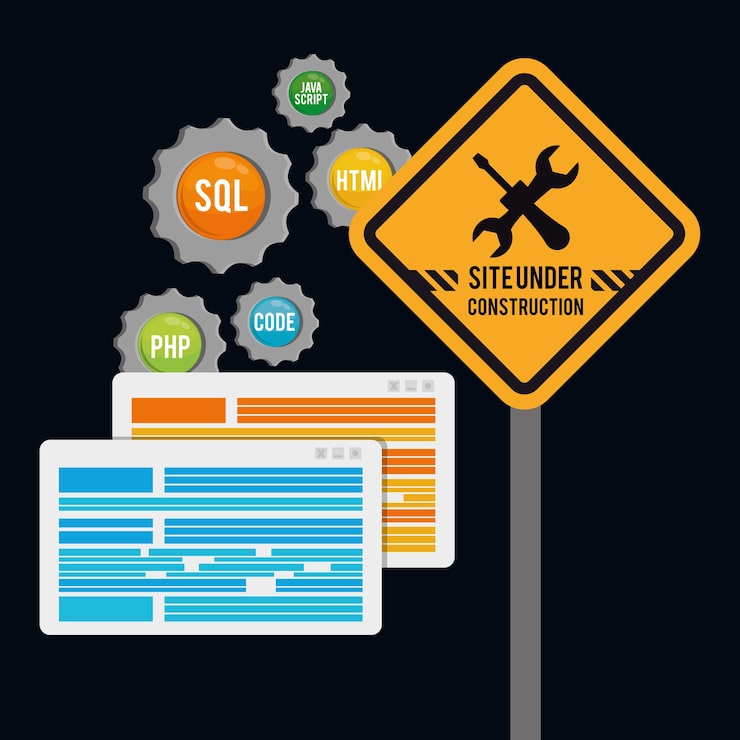 Vector thiết kế trang web đang xây dựng