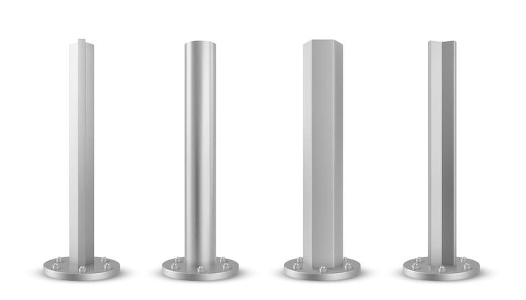 Vector gratuito 3d poste de acero metálico tubo de columna de hierro o señal de poste
