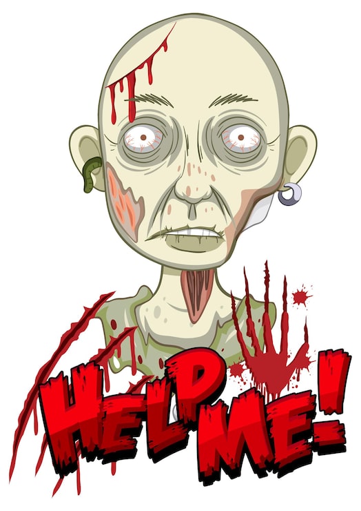 Vector gratuito ayúdame a diseñar texto con zombie espeluznante