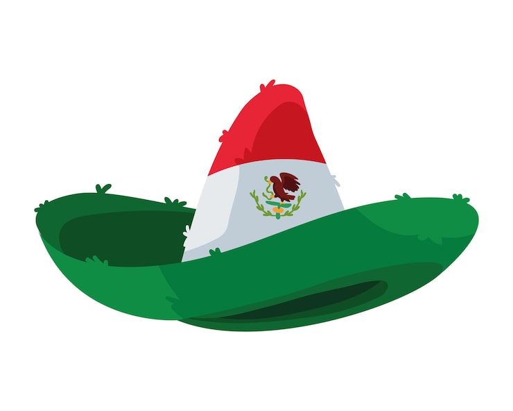 Vector gratuito bandera mexicana en una ilustración de sombrero aislada
