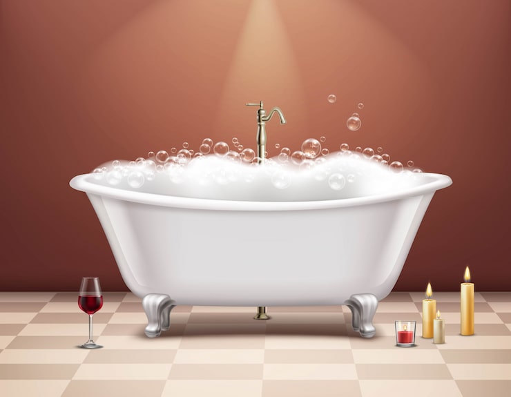 Vector gratuito bañera con composición de espuma