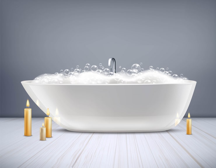 Vector gratuito bañera con ilustración de espuma 3d