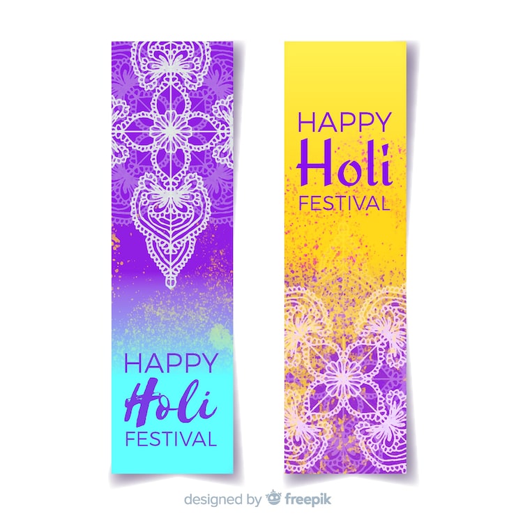 Vector gratuito banner de holi festival en acuarela