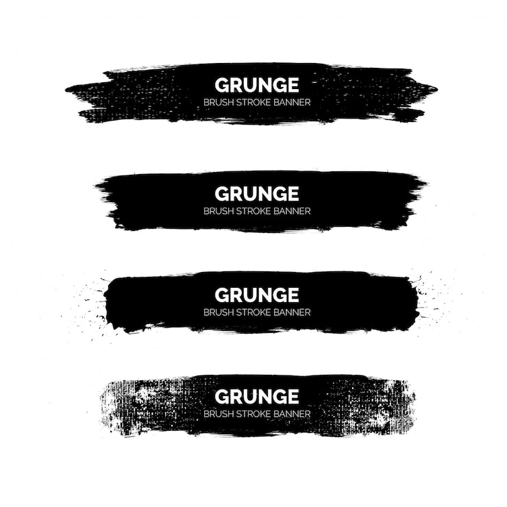 Vector gratuito banners de trazo de pincel negro grunge