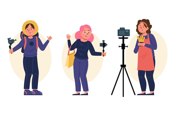 Vector gratuito blogger de ilustración dibujada a mano