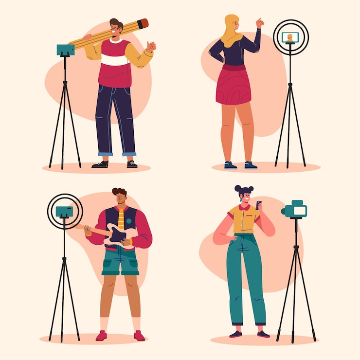 Vector gratuito bloggers planos dibujados a mano