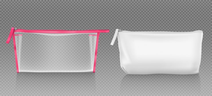 Vector gratuito bolso cosmético blanco con cremallera para maquillaje
