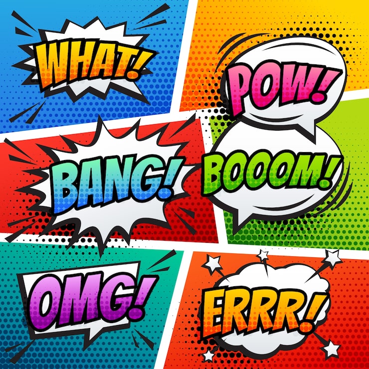 Vector gratuito burbujas de texto de sonidos de comic