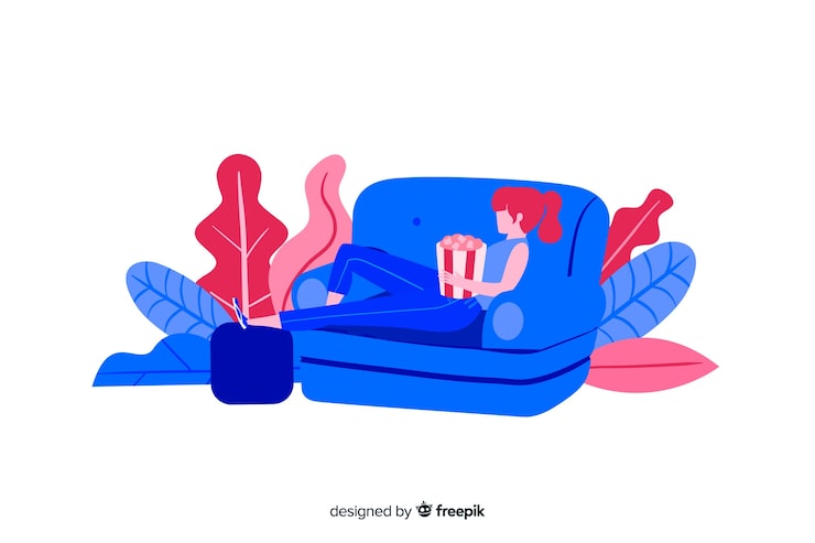 Vector gratuito carácter de diseño plano relajante en el concepto de página de inicio