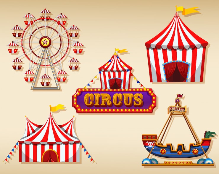 Vector gratuito carpa de circo y cartel.