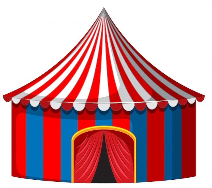 Vector gratuito carpa de circo en rojo y azul