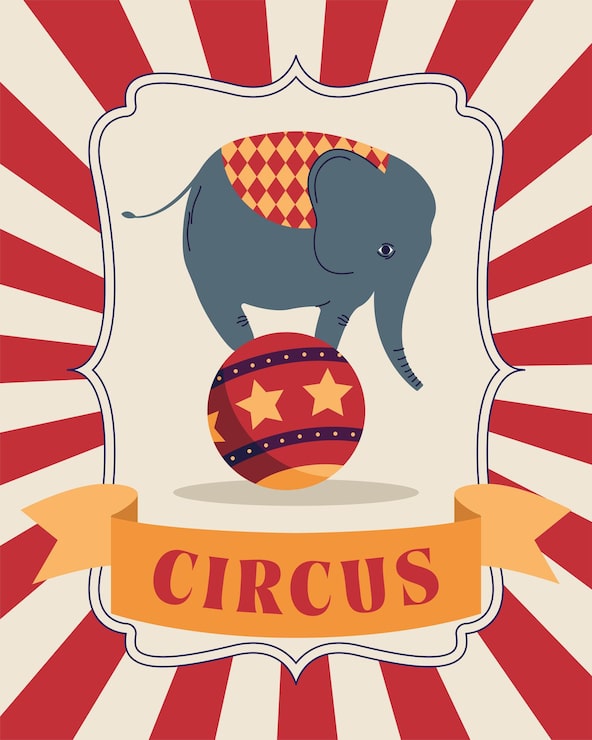 Vector gratuito cartel de elefante de circo